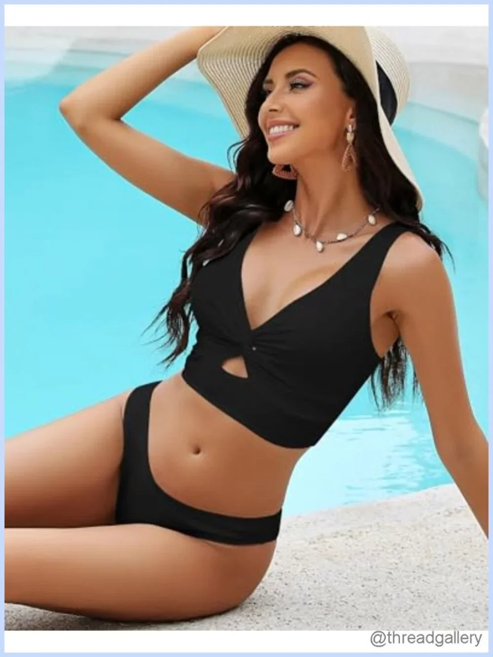 Women's Knot Front Tankini Bikini Swim Top Adjustable Straps Push Up